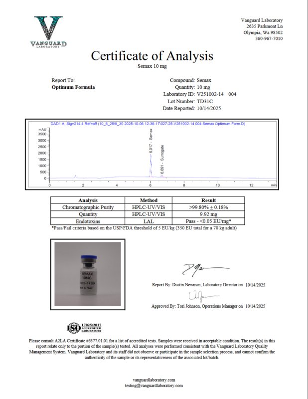 Detection report 1 for Semax